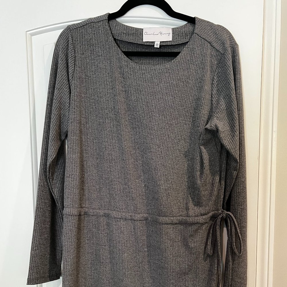 CHARLES HENRY Rib Knit Sweater Dress